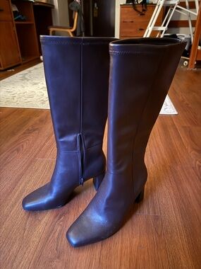 Women's Tall Brown Faux Leather Heeled Boots